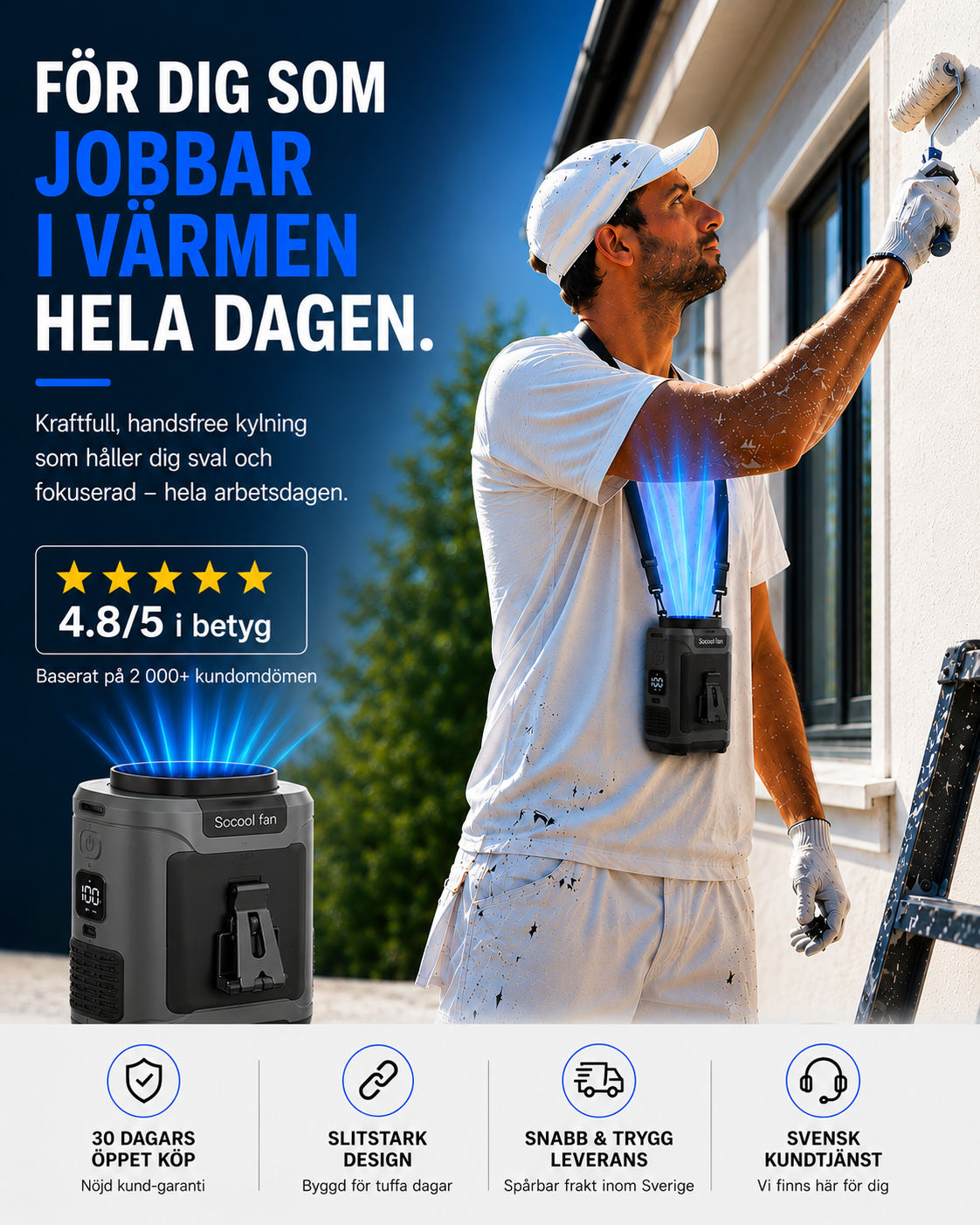 Bärbar 3-i-1 Fläkt - Slipp svettas