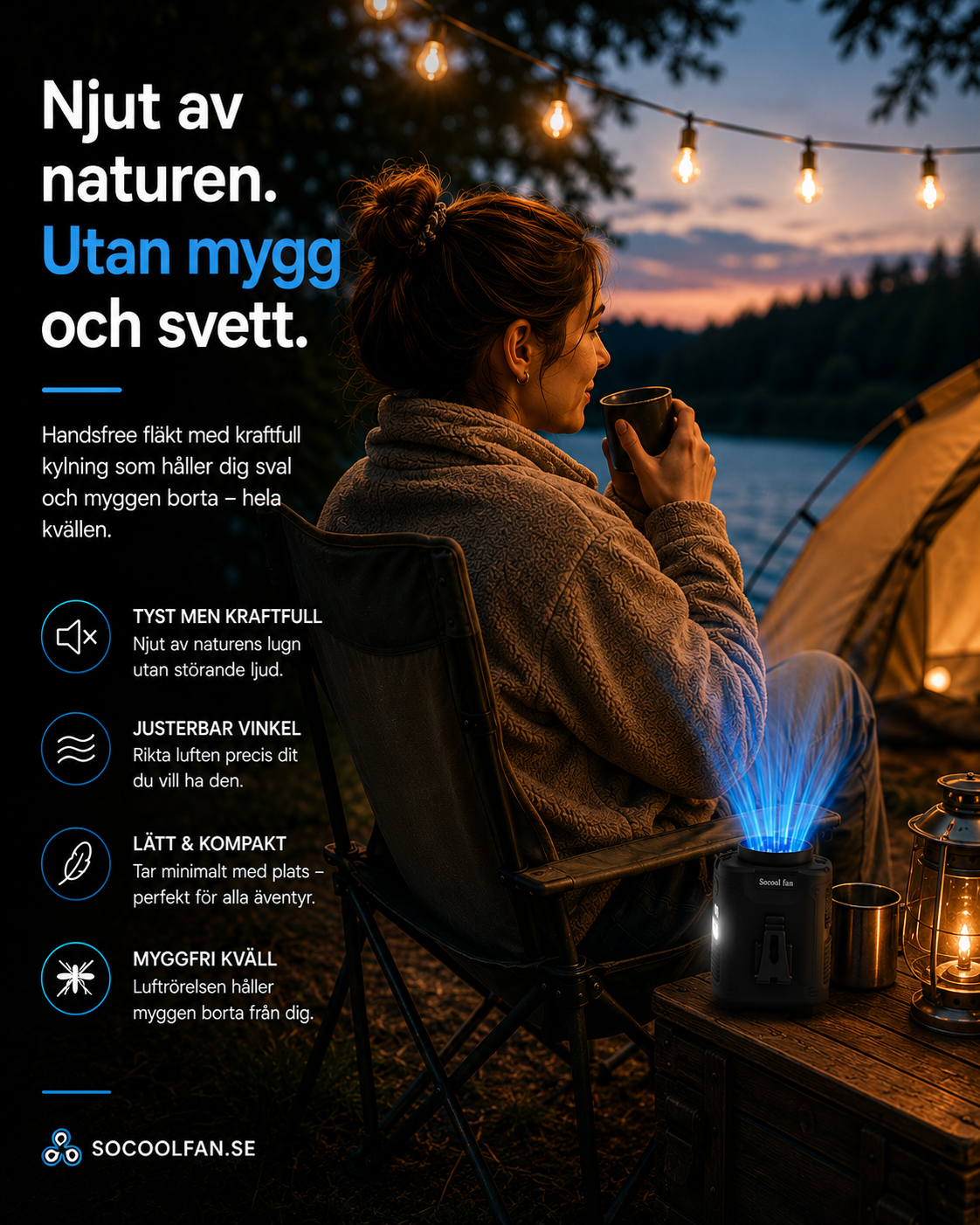 Bärbar 3-i-1 Fläkt - Slipp svettas
